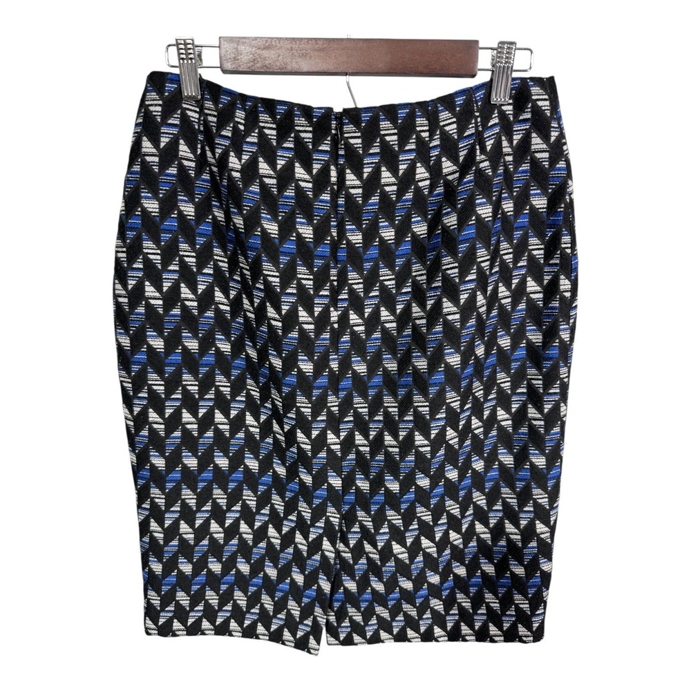 Kasper Womens Pencil Skirt Size‎ 6 Black Blue Geometric Pattern Zipper Closure